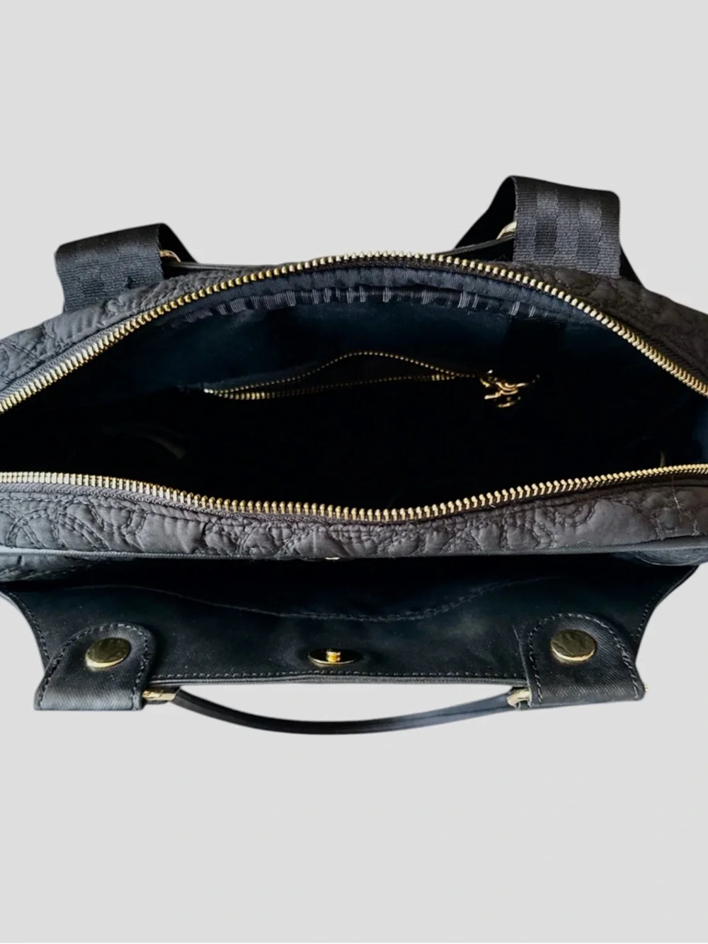 Petunia Pickle Bottom Black Quilted Floral-Embossed Tote NWOT
